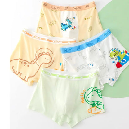4PCS Mesh Breathable Boy Comfort Antibacterial Cartoon  Underwear