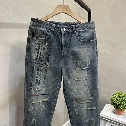 Loose Personality Trendy Washed Pants Men'