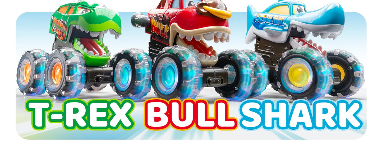 3 Pack Monster Truck Motion Activated Light-Up Cars