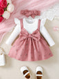 2pc Baby Girl Broken Flowers Big Bow Princess Dress