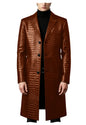 Men's Crocodile Leather Trench Coat Luxury Long