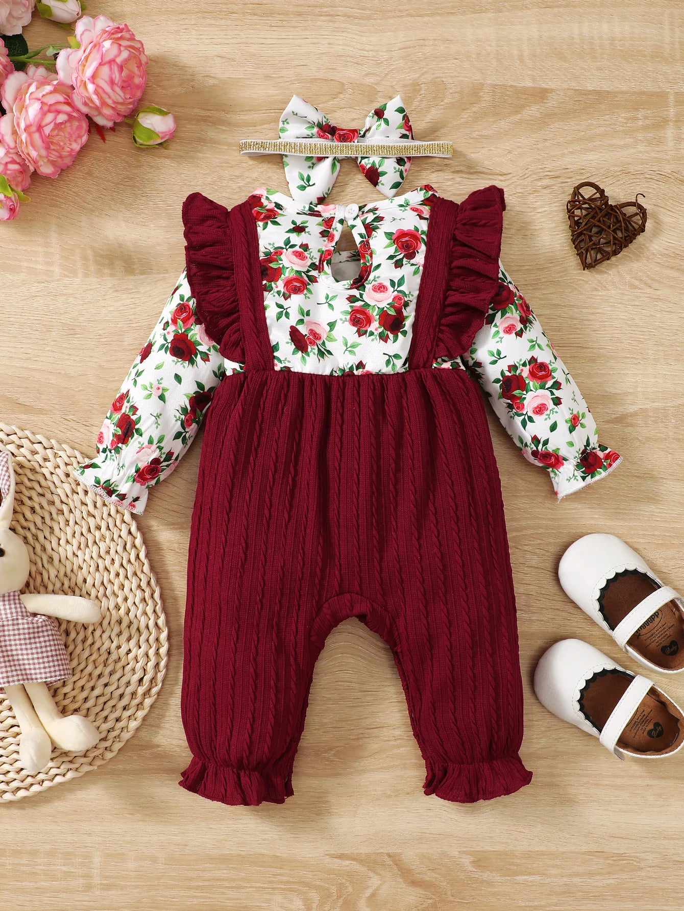 0-18 Months Girl Romper Cute Floral Long Sleeve