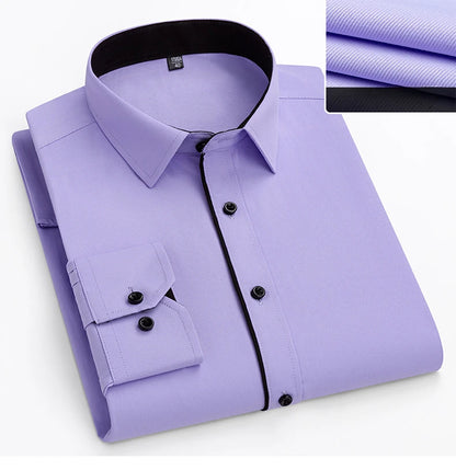 double collor Full shirts for men plus size