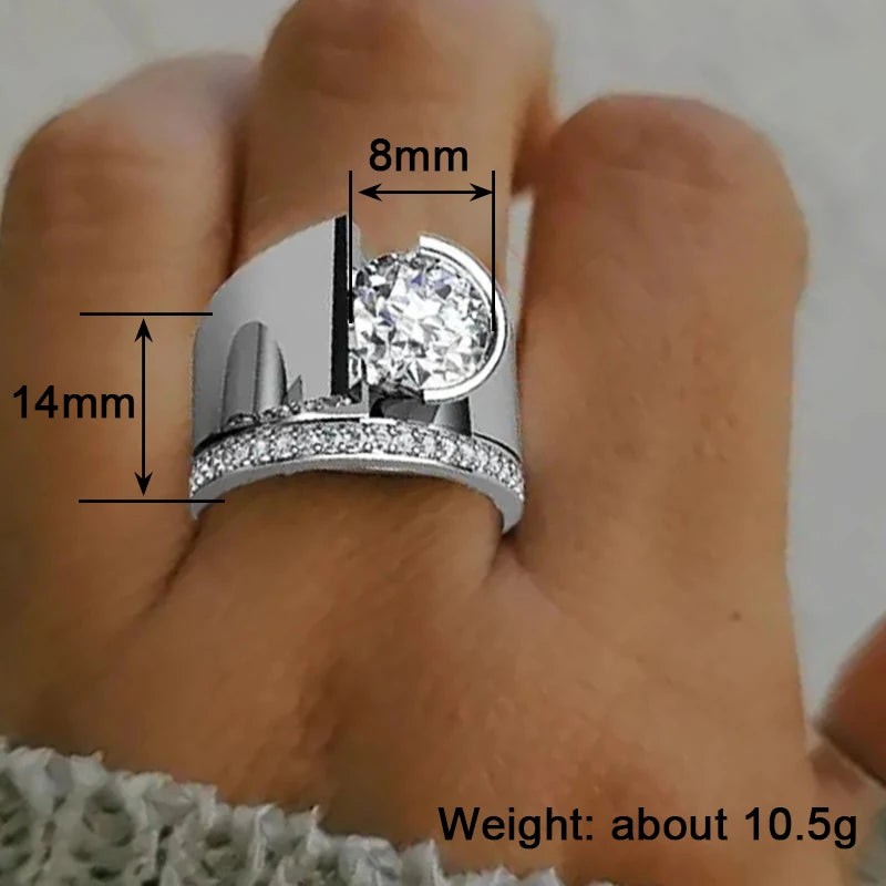 Luxury Silver Color Modern Fashion Wide Band