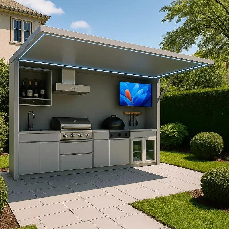Black/grey Garden/patio Outdoor Bbq Kitchen Pod