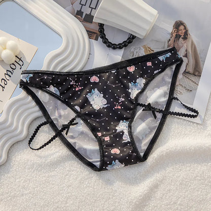 4Pcs Teen Girls Middle Waist Briefs Panties Cartoon