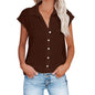 Womens Cotton Linen Casual Short Sleeve Tops