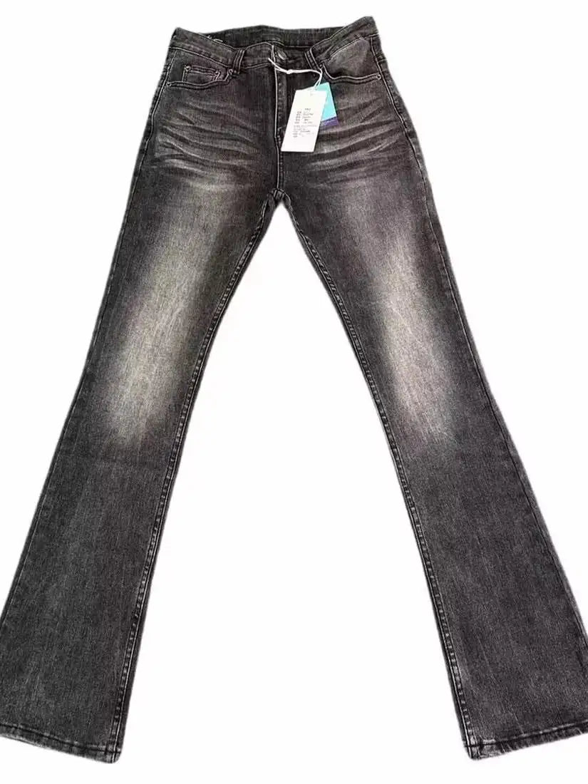 Black Grey Jeans Micro Flared Pants Youth