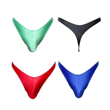 Young Men Low Rise V-shaped Thongs Satin