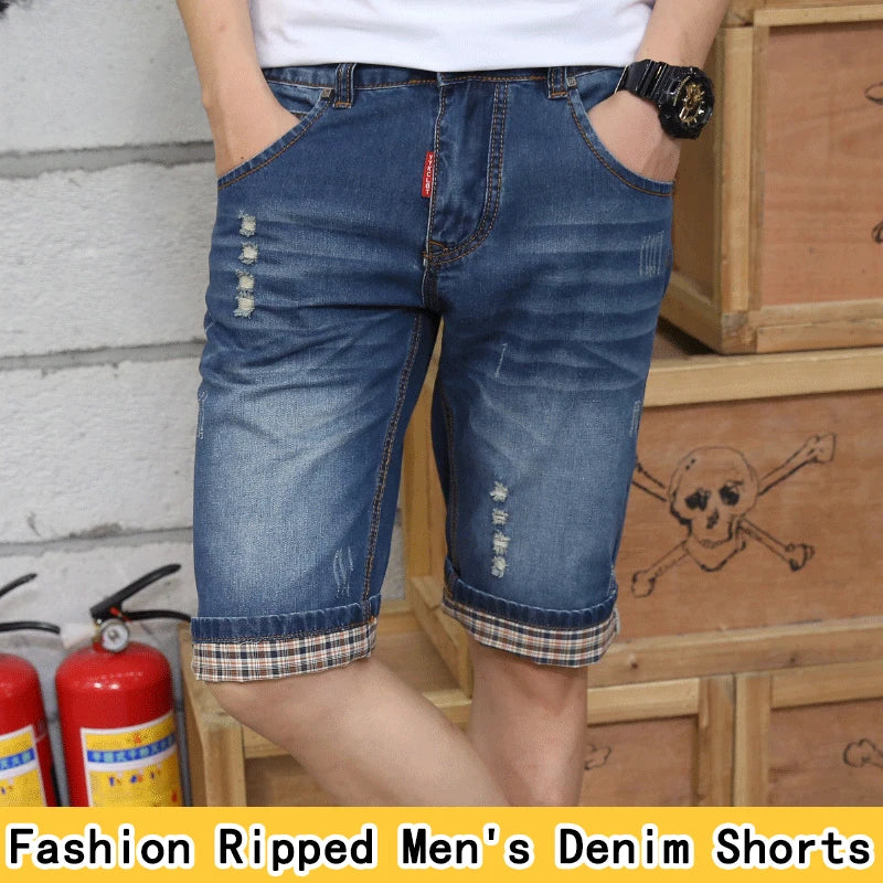 Big size Denim Mens Shorts Ripped Jeans