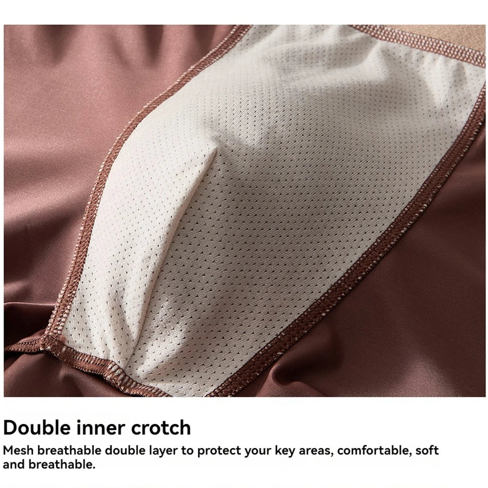 3PCS Luxury Silk Satin-like Men's  Breathable Underwear