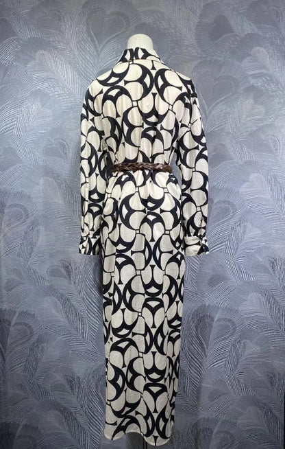Lapel Cotton Printed Long Sleeved Dress