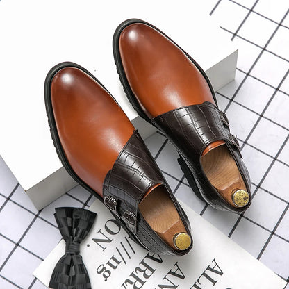Golden Sapling Dress Patchwork Leather Shoes