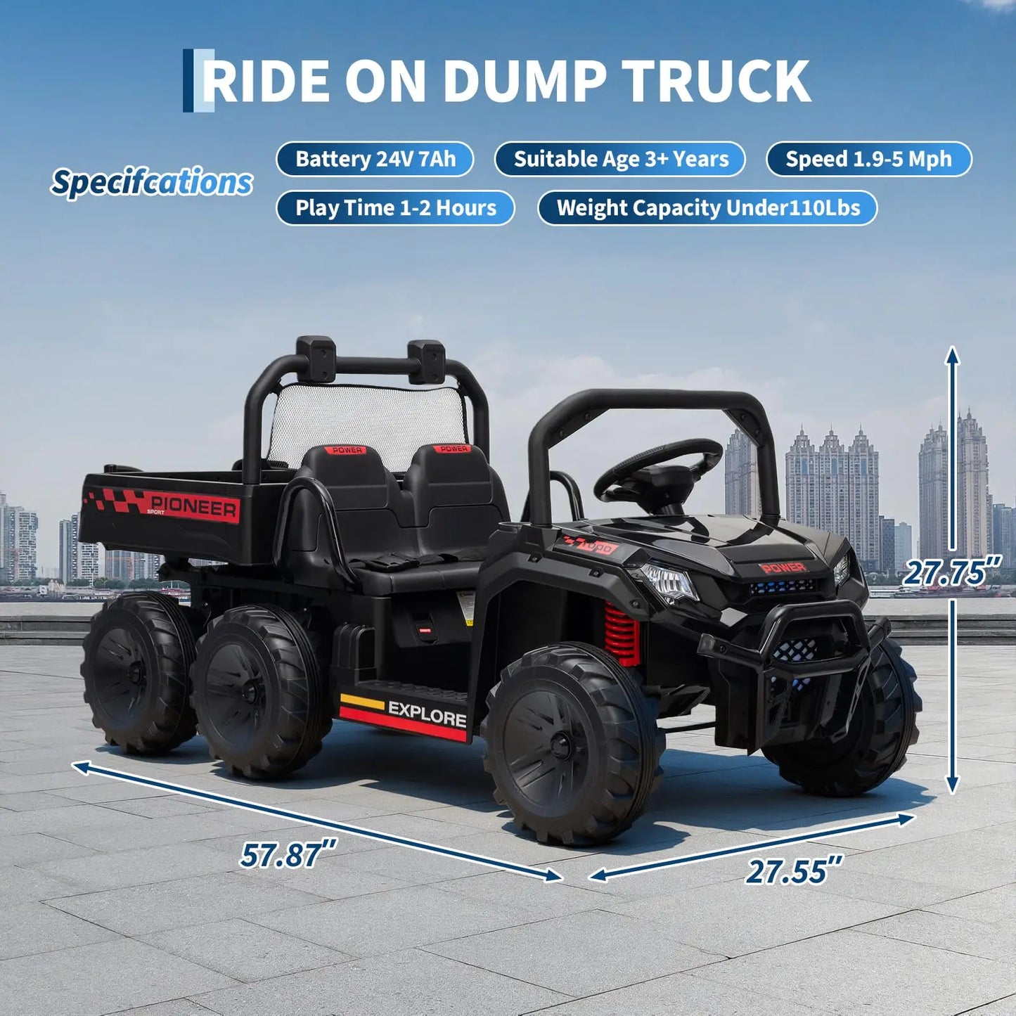 24V 4WD Electric Ride-on Dump Truck For Kids
