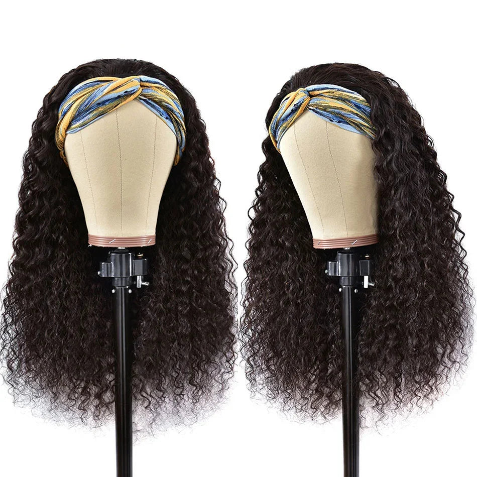 Afro Kinky Curly Headband Wigs Human Hair