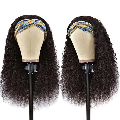 Afro Kinky Curly Headband Wigs Human Hair