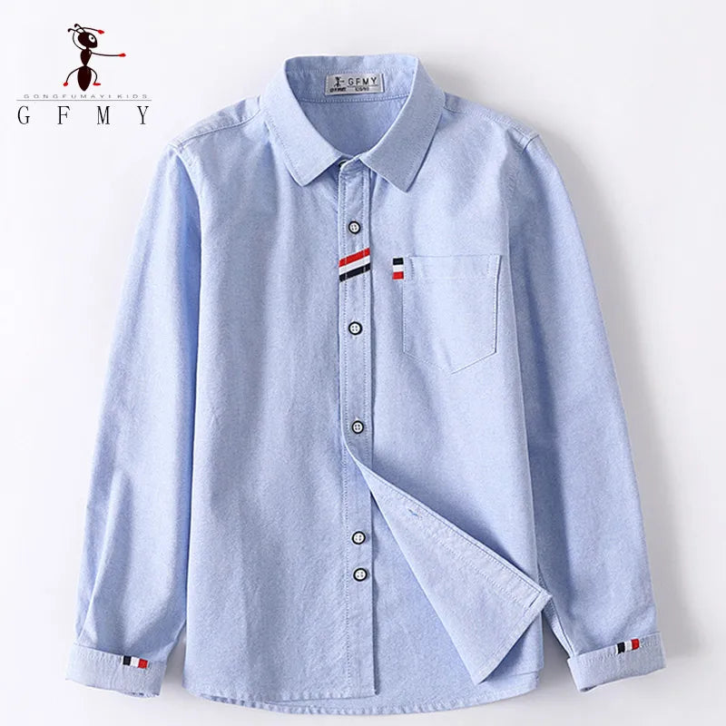 Cotton Solid Color Full-sleeved Boy's Shirts