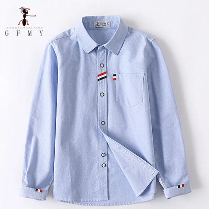 Cotton Solid Color Full-sleeved Boy's Shirts