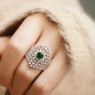 Green Cubic Zircon Fashionable Silver Color Rings