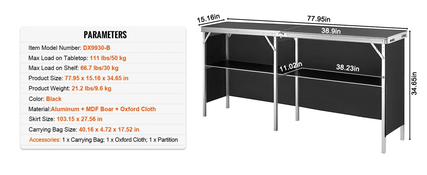 Folding Portable Bar Podium Table