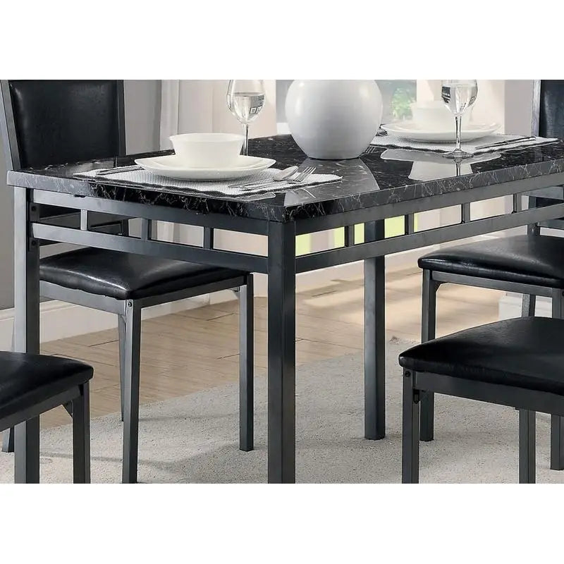 5-Piece Dinette Faux Marble Top Table and 4 Chairs