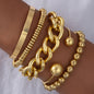 4pcs/Set Minimalist Punk Metal Chunky Chain Bracelet