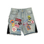Men Woman Rhinestone Sequin Denim Shorts