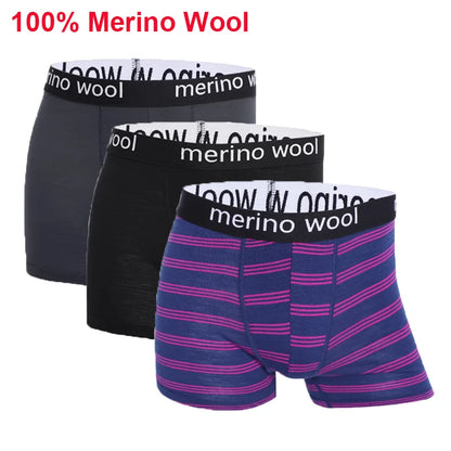 Men Merino Wool Boxer Briefs Soft Breathable
