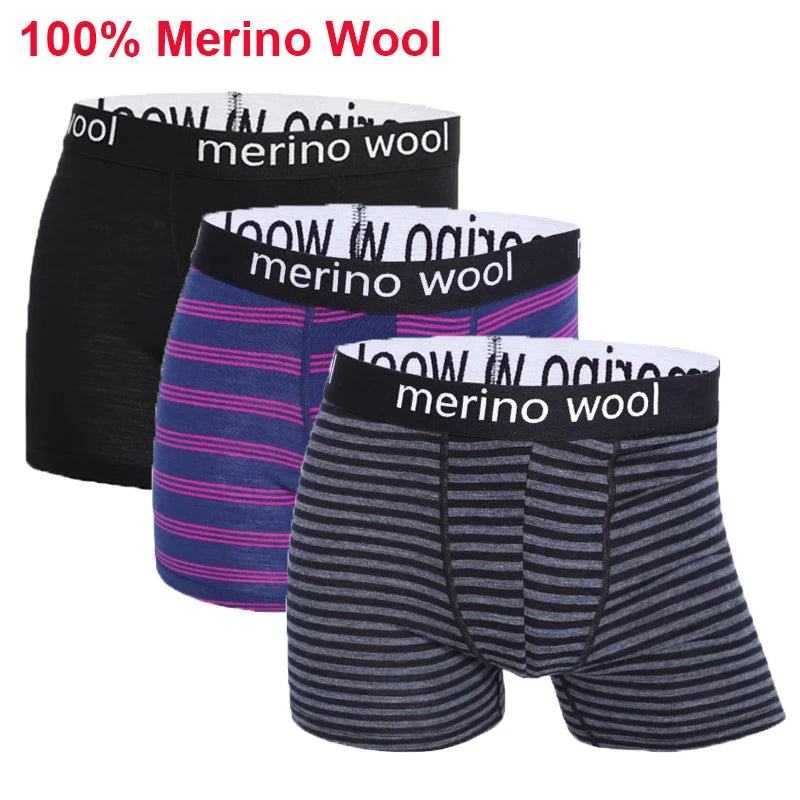 Men Merino Wool Boxer Briefs Soft Breathable