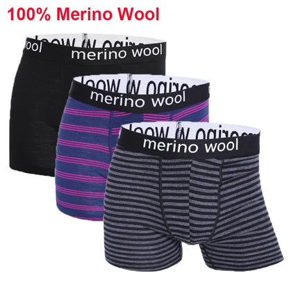 Men Merino Wool Boxer Briefs Soft Breathable