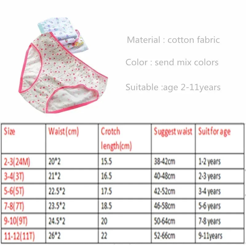 12PC Cotton Girls Underwear Briefs