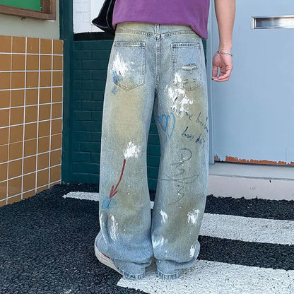 Men, Straight Loose Wide-Leg Trendy Brand