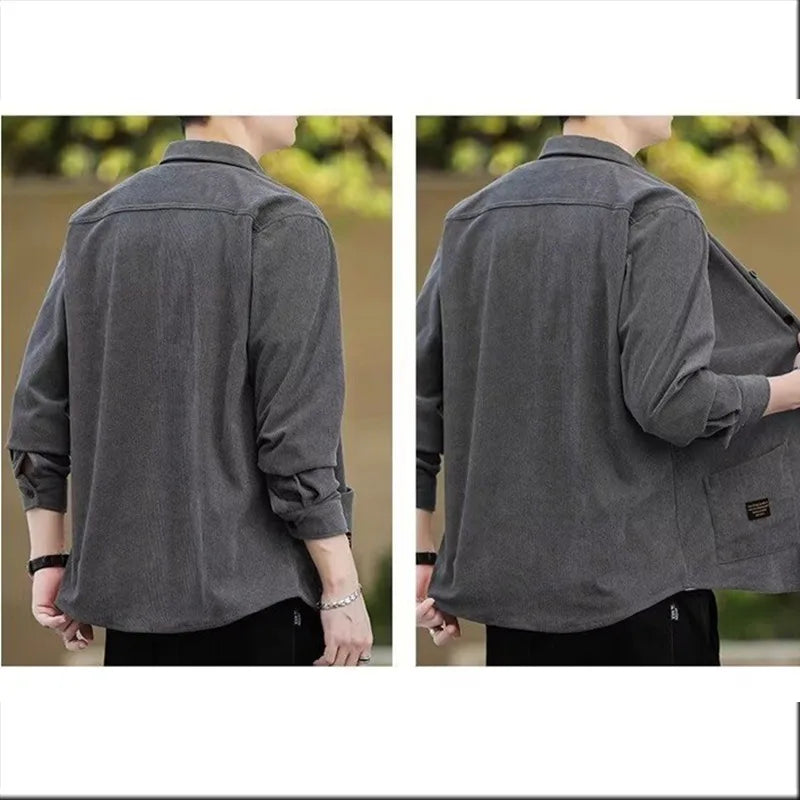 Men's Corduroy Textured Fleece Lining Thermal Coat