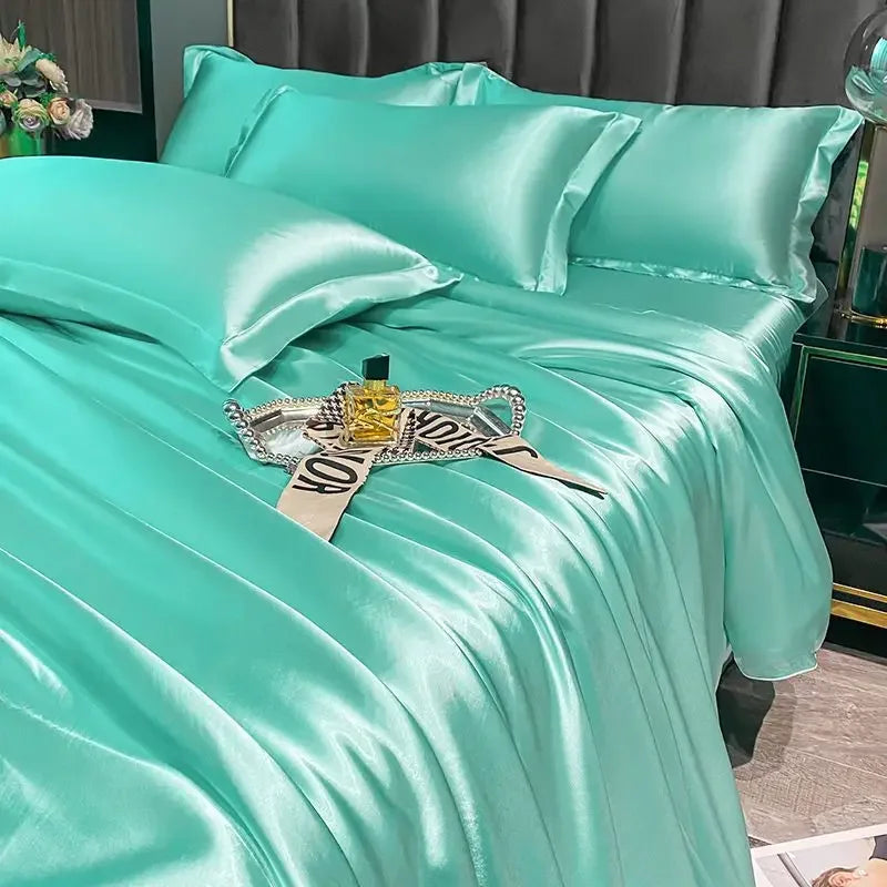 Silk Duvet Cover Bed Sheet Pillowcase Luxury