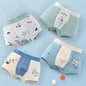 4PCS Boys Cute Cotton Antibacterial Cartoon Print Underwear