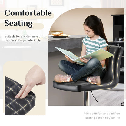 2 PU Leather Bar Stools Upholstered Counter Height