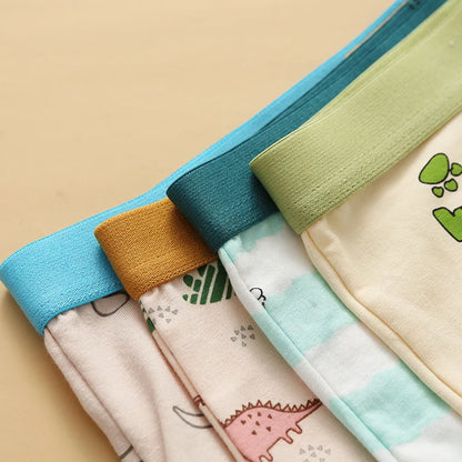 4PCS Boys Cute Cotton Breathable Comfort Underwear