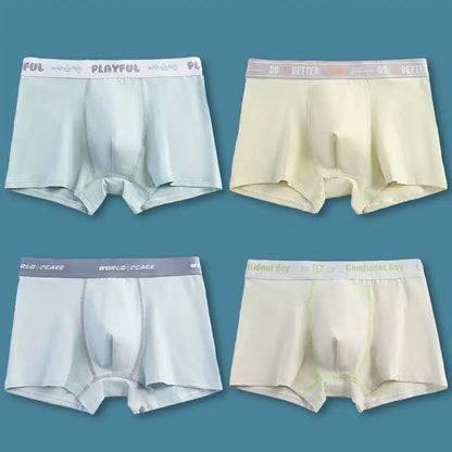 4PCS Teen Boys Cotton Antibacterial Underwear Cartoon Breathable