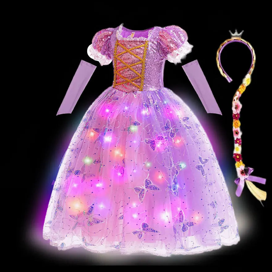 Disney Glowing Rapunzel Costume Girl LED Princess Gown