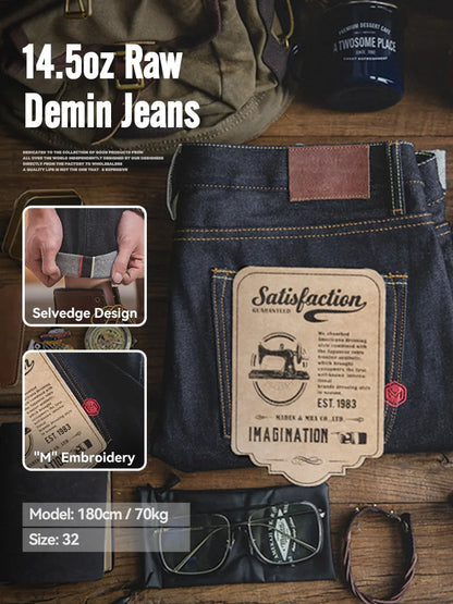 Maden Retro Men's Jeans Embroidery Straight