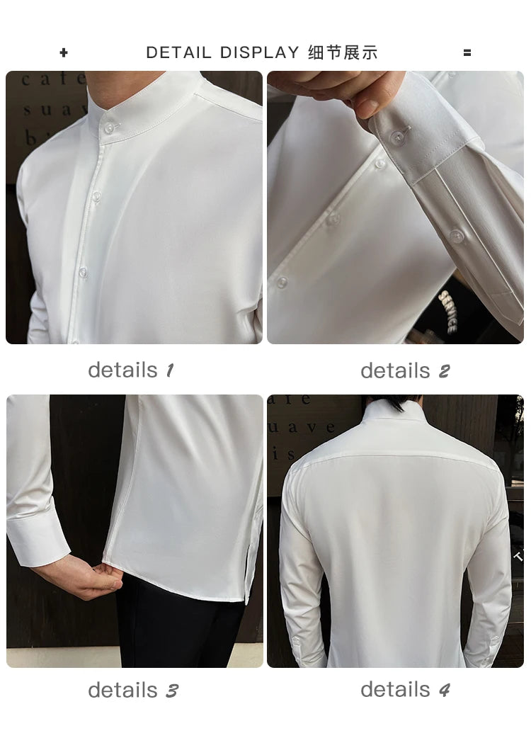 High End Stand Up Collar Men's Long Sleeve