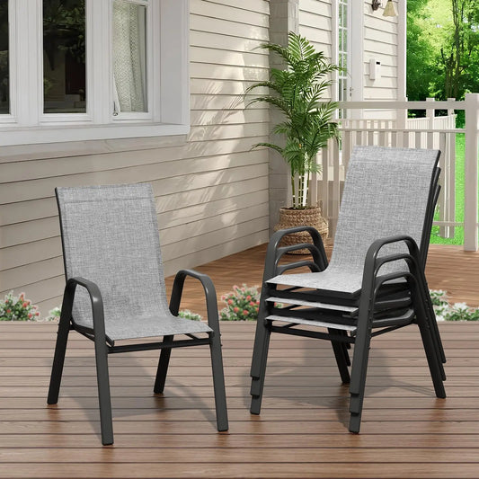 4 Stackable Outdoor Patio Chairs, All-Weather