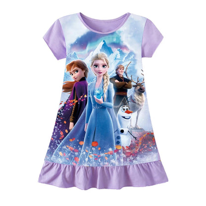 Elsa Cartoon Minnie Party Dresses Pajamas