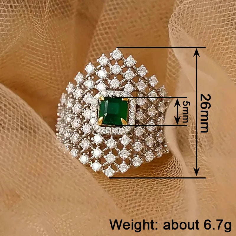 Green Cubic Zircon Fashionable Silver Color Rings