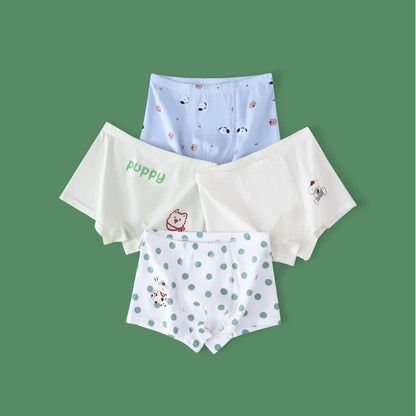 4PCS Cotton Antibacterial Boys Breathable Cartoon Underwear