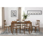 7-Piece Cherry Finish Table and 6 Upholstered Chairs Wooden