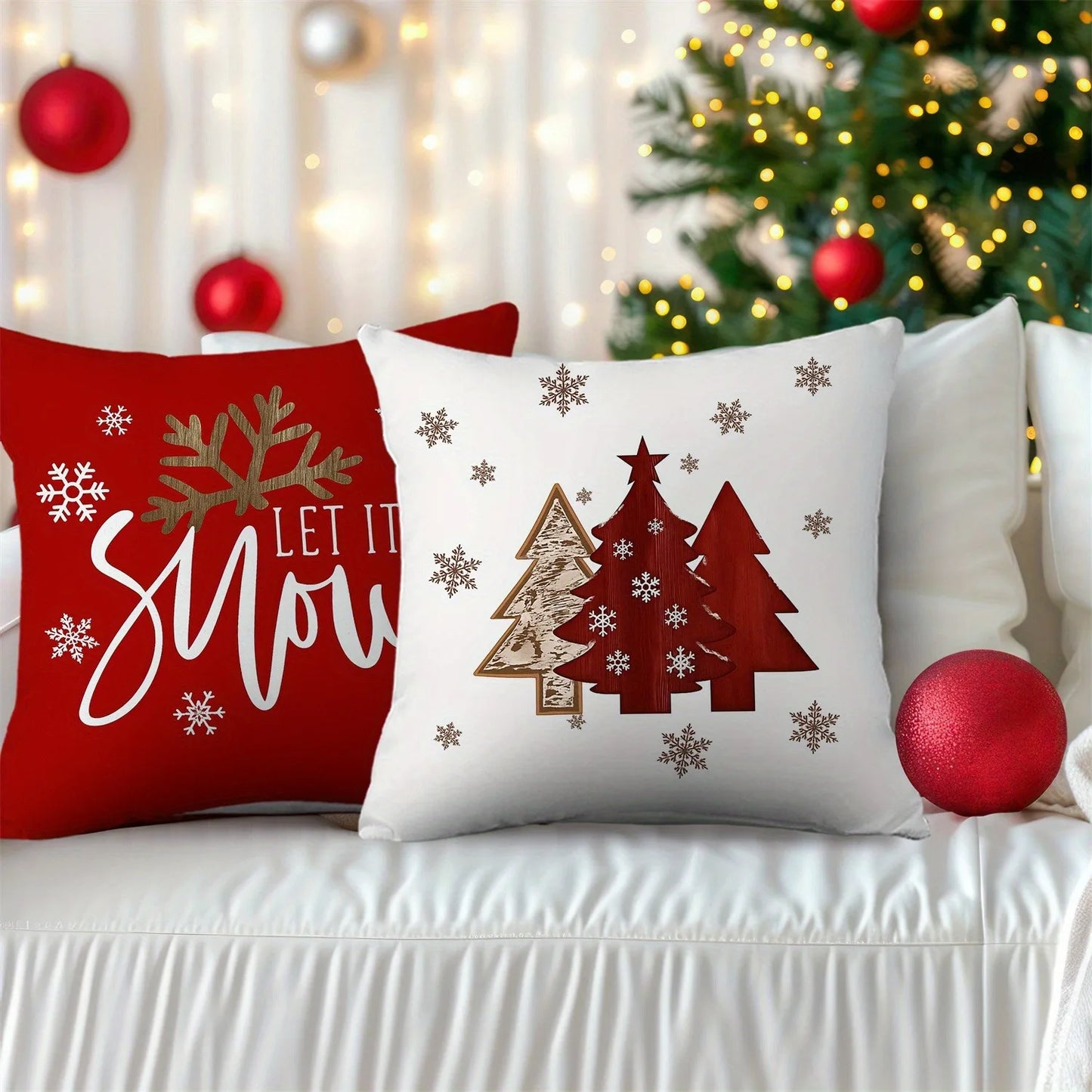 Christmas Tree & Snowflake Pattern Merry Christmas Pillowcases