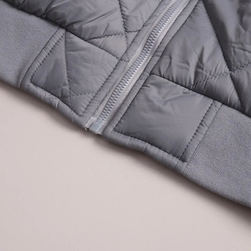 Men's Cotton Jacket with Quilted Diamond Pattern