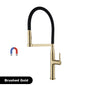 Luxury Brushed Gold Brass Pull Out Kitchen Faucet