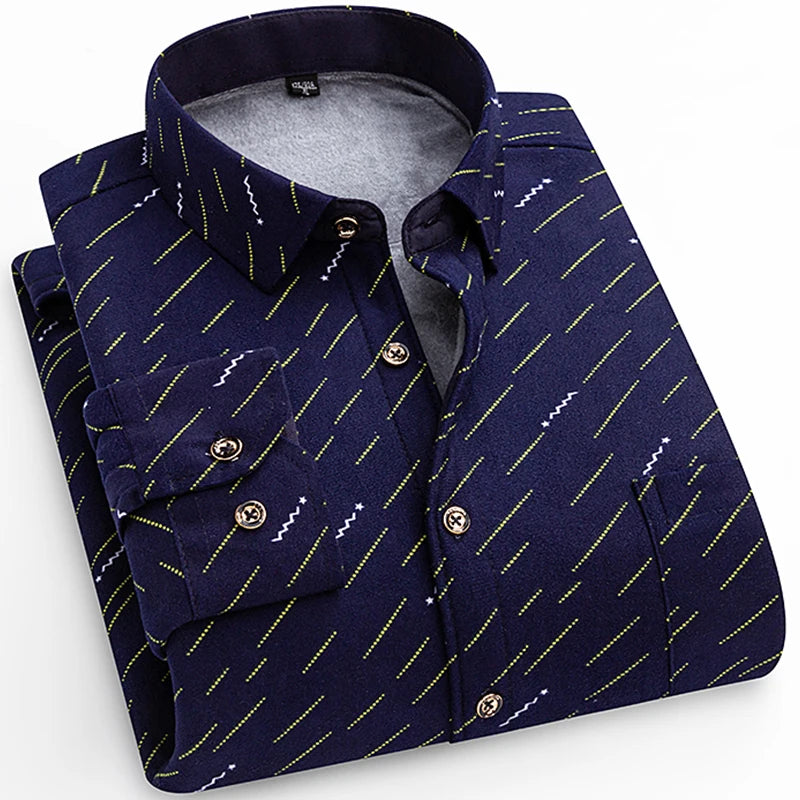 Flannel Plaid Casual Menswear Long Sleeve Fleece